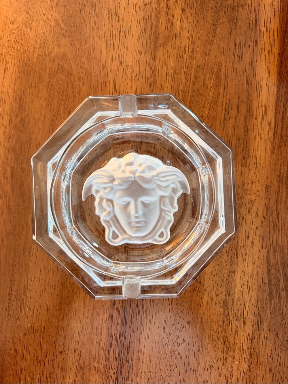 Versace Clear Glass Ashtray with Medusa Design